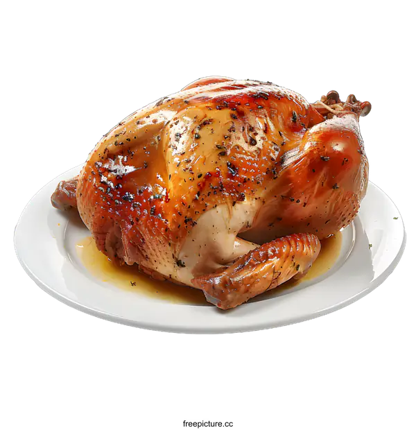 [Transparent Background PNG]Roasted Chicken on a Plate
