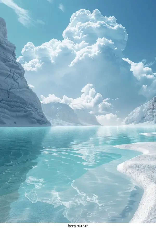 Majestic Glacial Lake Under a Pristine Sky
