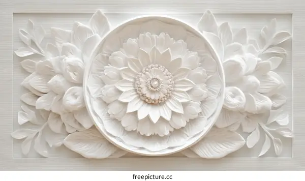Ornate White Floral Relief Design