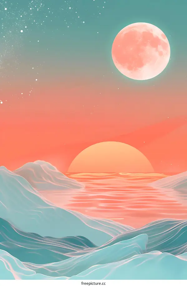 Abstract Landscape with Sun and Moon