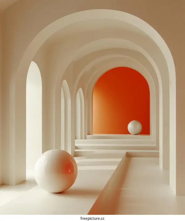 Orange and White Minimalist Archway