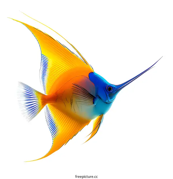 A beautiful illustration of a colorful fish with a long, flowing tail.