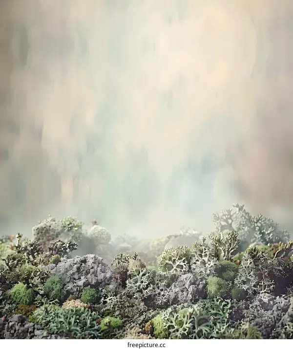 Green Moss Background Texture With Soft Fog