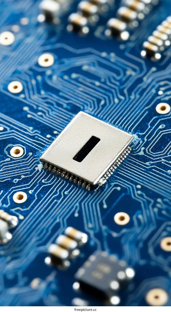 Close-up of a Circuit Board with Microchip