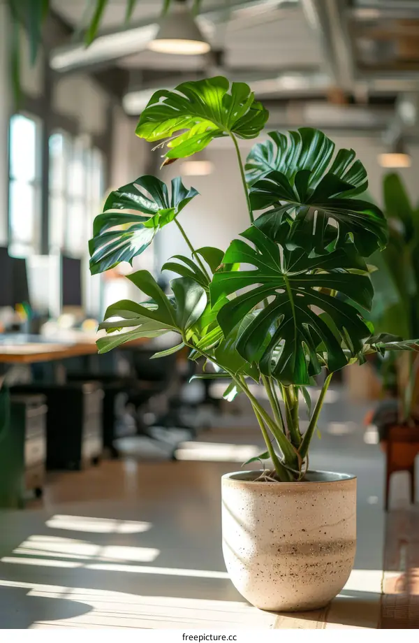 A Monstera Deliciosa in an Office