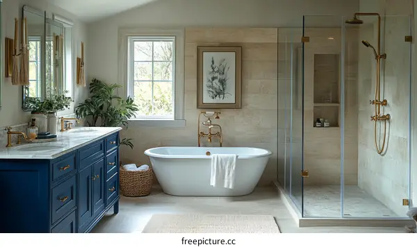 Luxury Modern Bathroom Design with Freestanding Tub