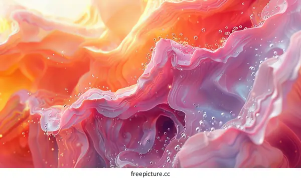 Abstract Colorful Wave Painting with Bubbles