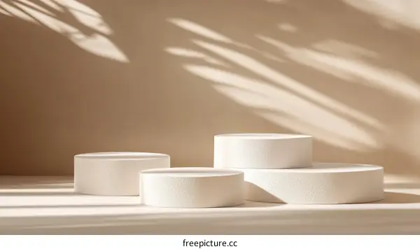 Elegant Minimalist Display Podiums in Soft Beige Tones
