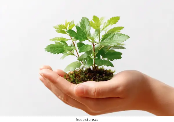 Small Plant Held in a Hand Environmental Care