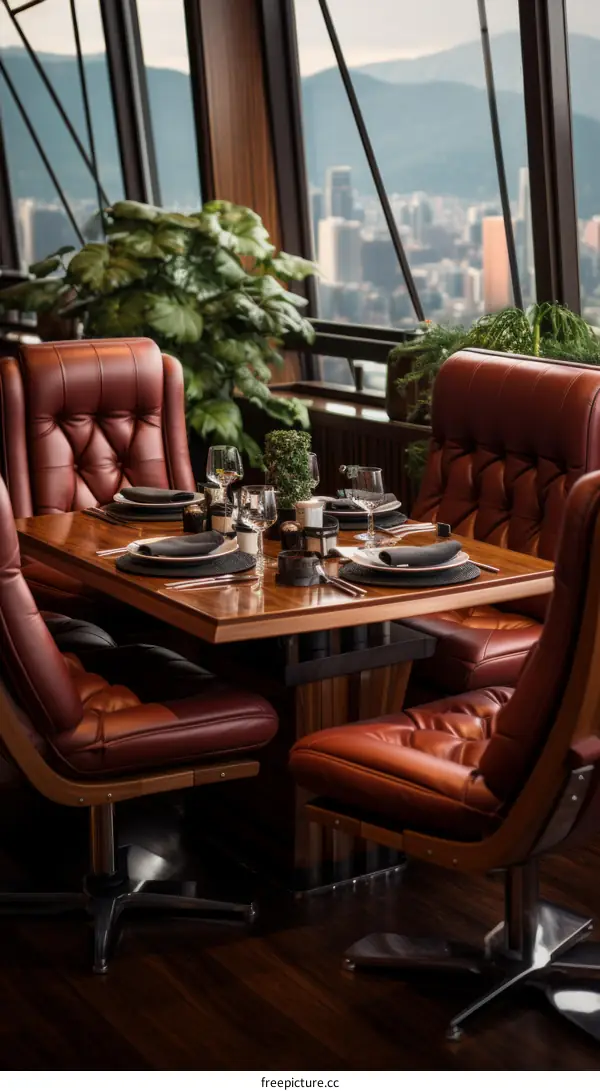 retro restaurant with a view of the city