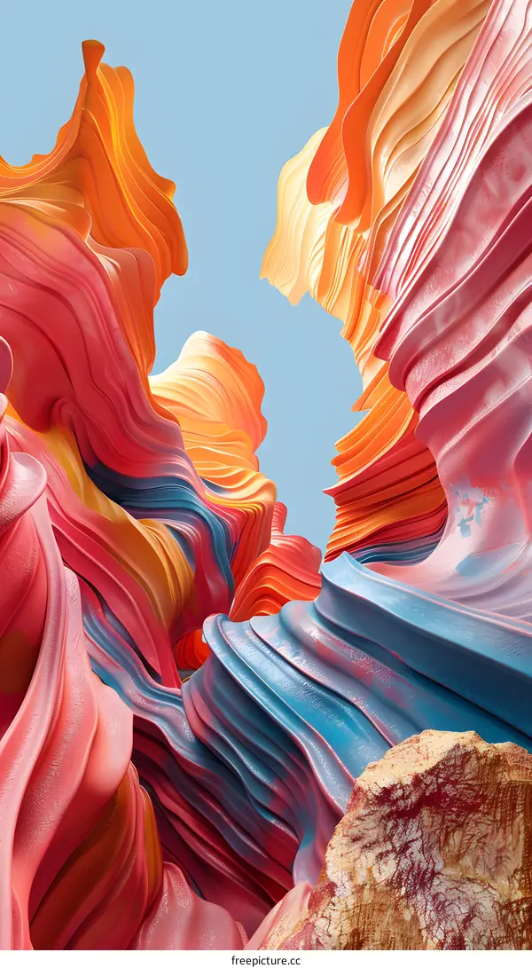 Abstract Wavy 3D Shapes in Vibrant Colors