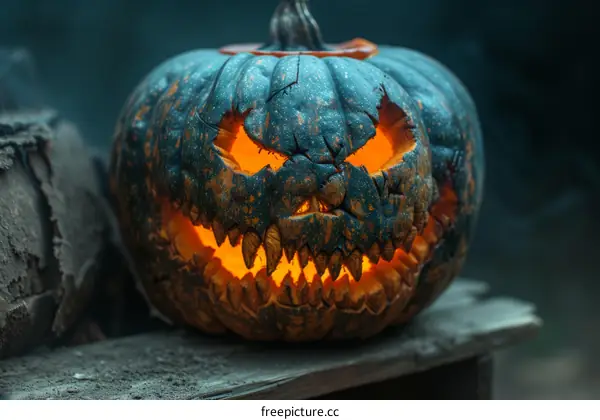 Glowing Pumpkin Head Lantern with Creepy Face