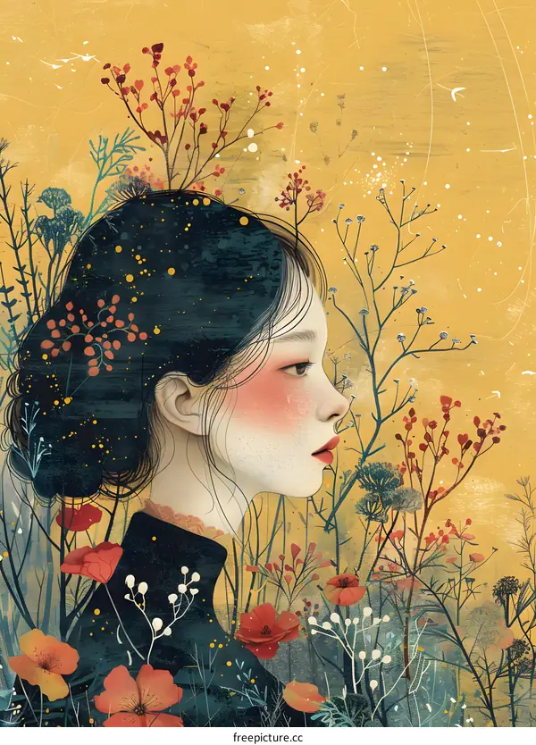 Woman in a Field of Flowers