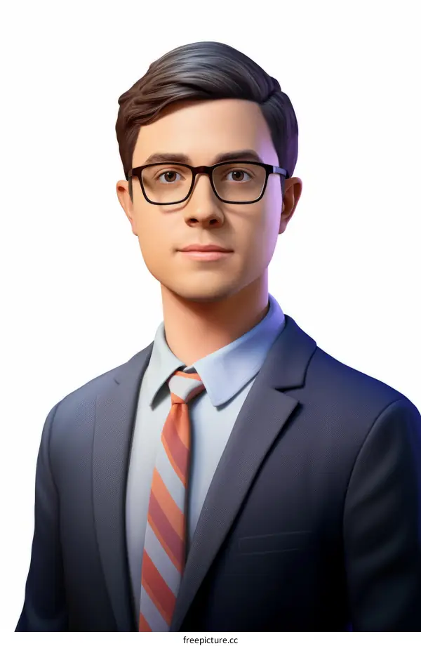 A young man wearing glasses and a suit