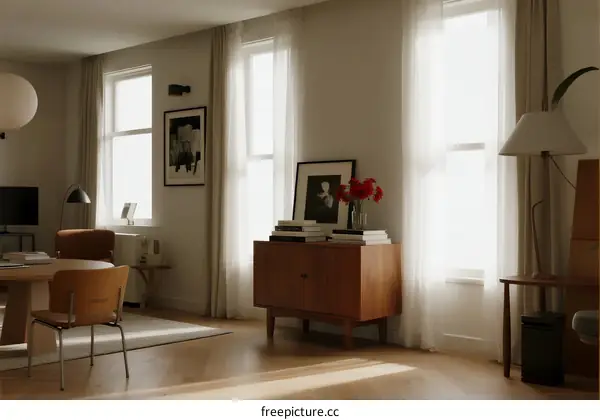 Bright and airy living room with modern furniture and natural light