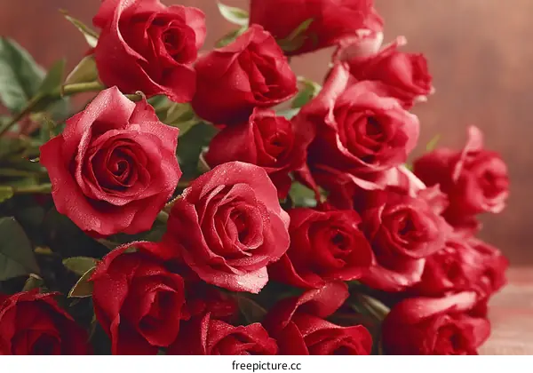 Beautiful Red Rose Bouquet Close-up