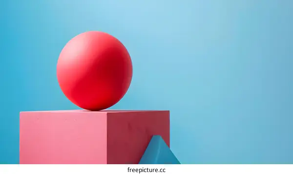 Minimalist Abstract Geometric Shapes in Red and Blue