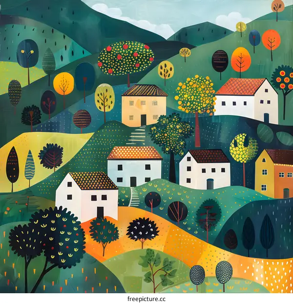 Colorful Village in the Hills