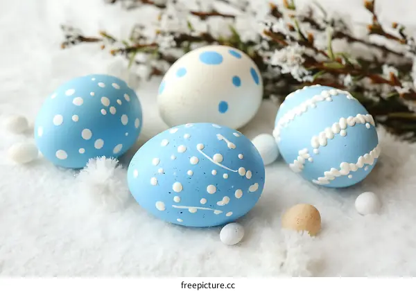 Decorated Easter Eggs on Snow