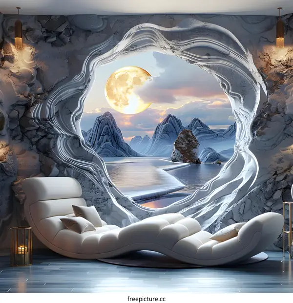 Moonlight Illuminating Mountain Landscape