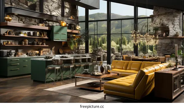 Kitchen and Living Room Interior Design