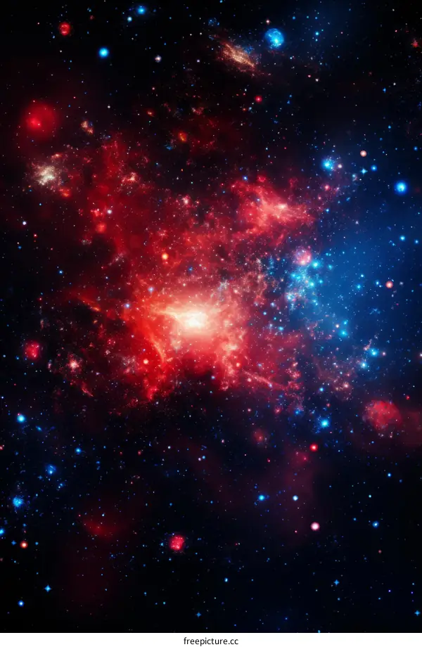 Cosmic Nebula: Red and Blue Starry Landscape