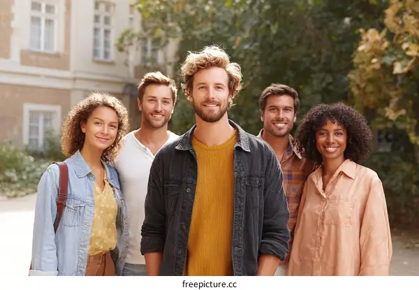 Four Diverse Friends Posing Outdoors