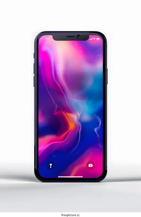 Modern Smartphone with Colorful Abstract Background