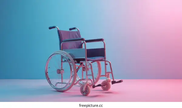 Modern Wheelchair Design Against Neon Background