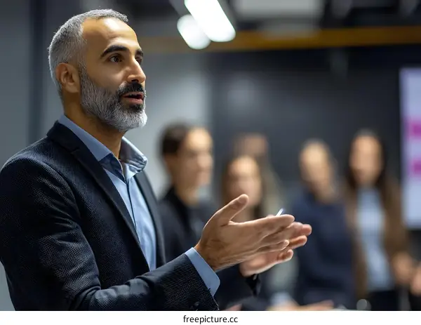 Businessman Giving Presentation to Diverse Group of People