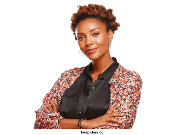 [Transparent Background PNG]Confident African Woman Portrait