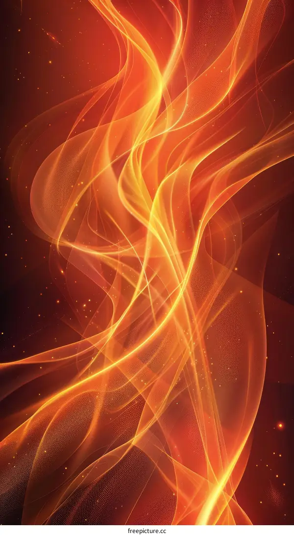 Abstract orange background with flowing fiery waves