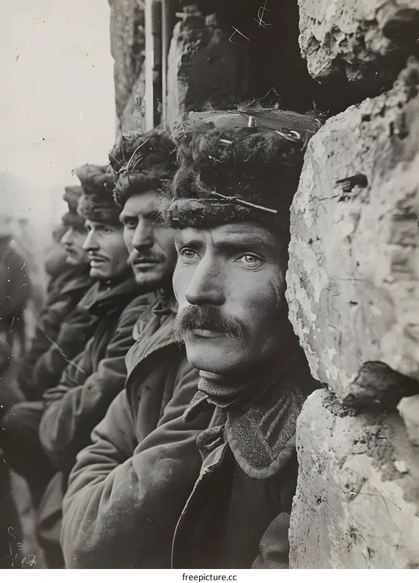 A group of soldiers from the Russian army during World War I.