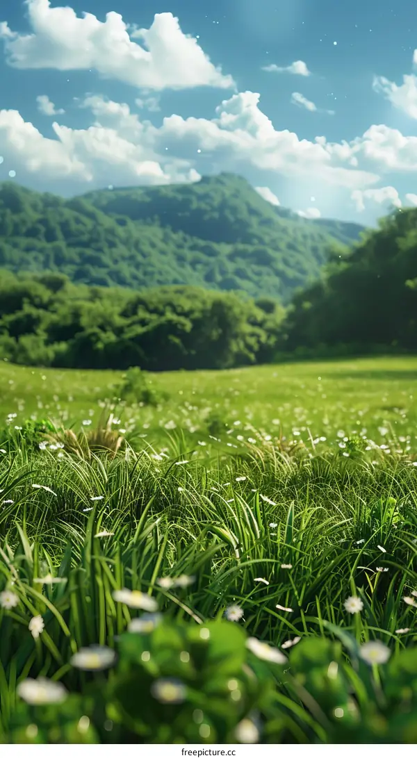 Stunning Green Mountain Landscape with Sky