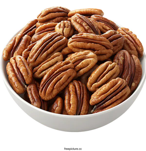 [Transparent Background PNG]Roasted Pecan Nuts in a Bowl