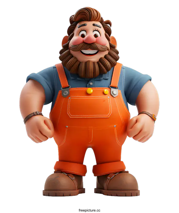 [Transparent Background PNG]Happy Cartoon Construction Worker