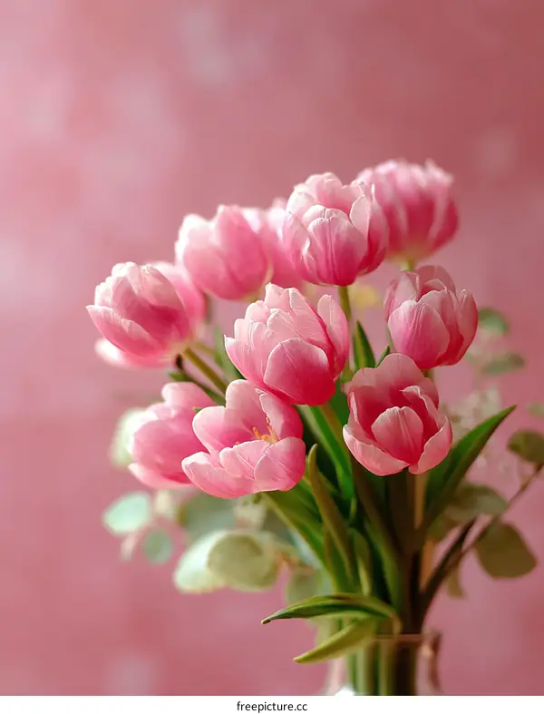 Beautiful Bouquet of Pink Tulips