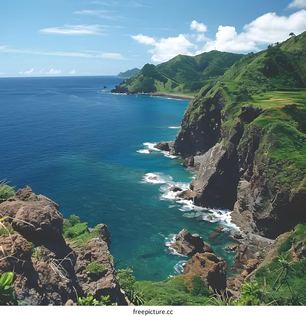 Rocky coast and blue ocean