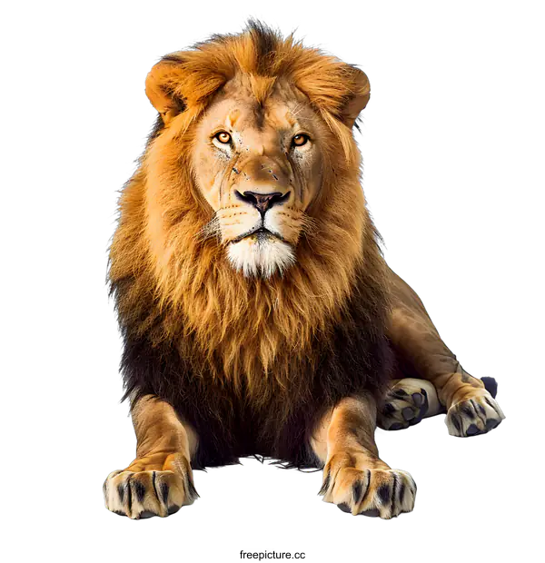 [Transparent Background PNG]Close-up portrait of a male lion with a white background
