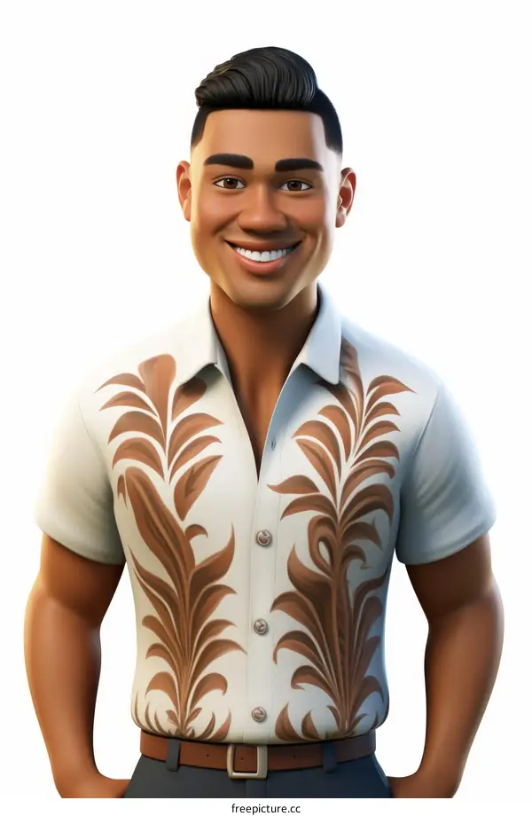 Portrait of a Contented Male Model with a Printed Shirt