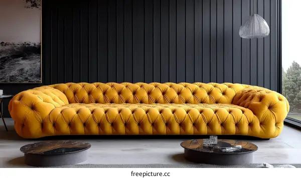 Modern Mustard Yellow Sofa in a Stylish Living Room