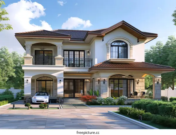 Modern Three-Level White Villa with Swimming Pool