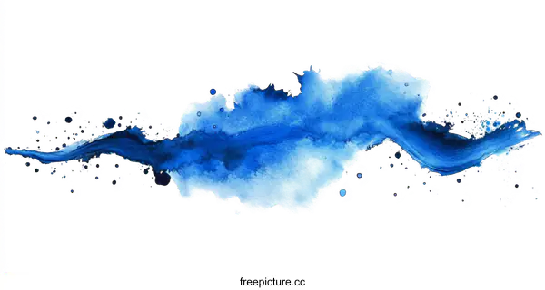 [Transparent Background PNG]Abstract Blue Watercolor Flowing