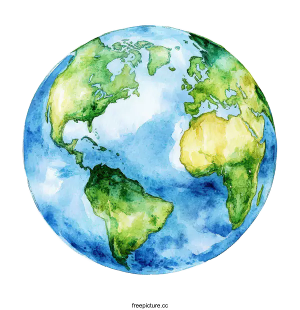 [Transparent Background PNG]Watercolor Painting of the Earth