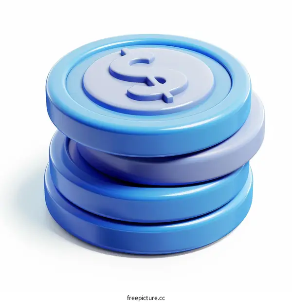Stack of blue and light blue coins