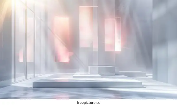 White Room with Pink Lighting Stage for Product Display
