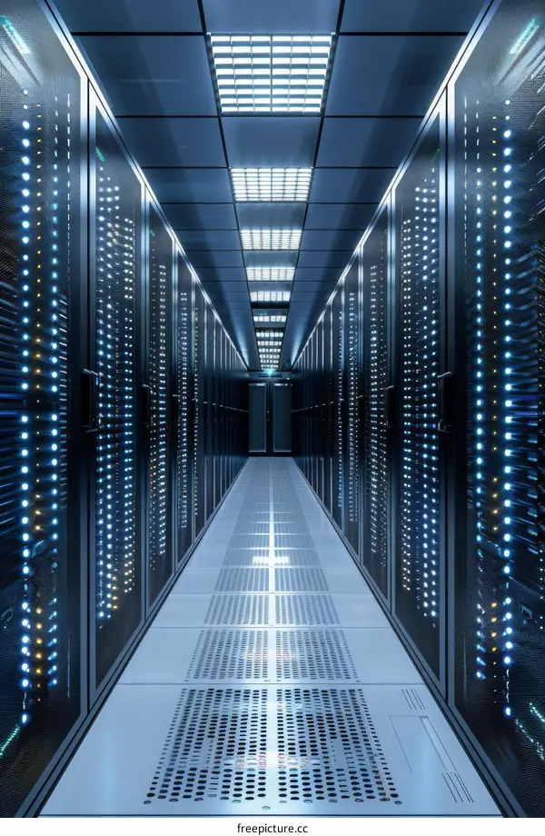 Server room with rows of server racks