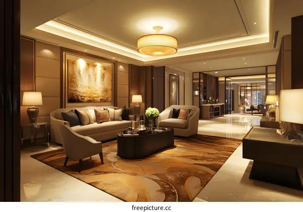 Luxury Living Room Interior Design with Modern Furniture