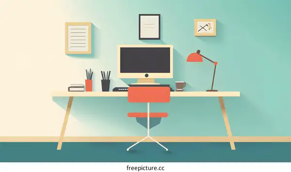 Modern Office Workspace with Computer and Chair