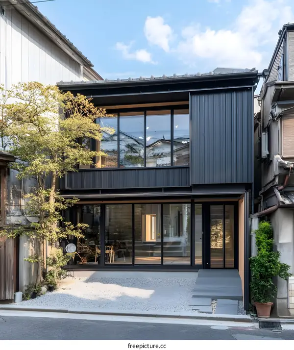 Modern Black and Wood Facade House in Japan
